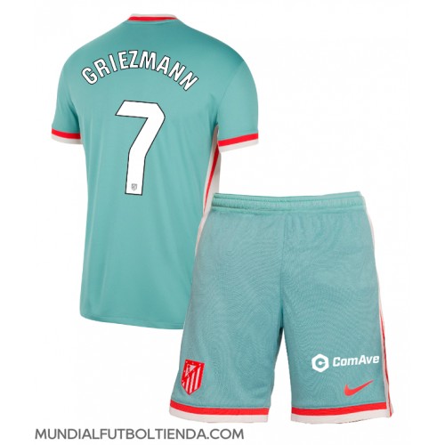 Camiseta Atletico Madrid Antoine Griezmann #7 Segunda Equipación Replica 2024-25 para niños mangas cortas (+ Pantalones cortos)